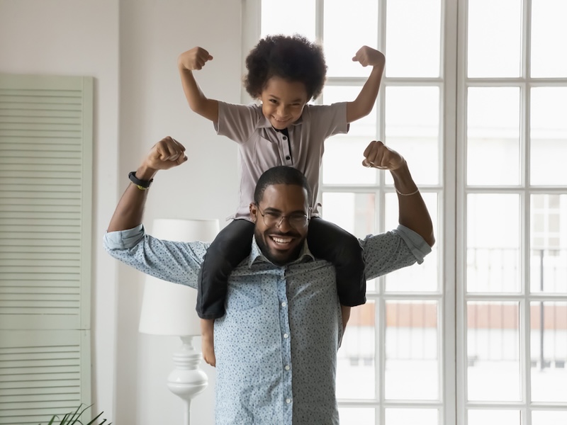 Father with child who has social media restrictions due to young age